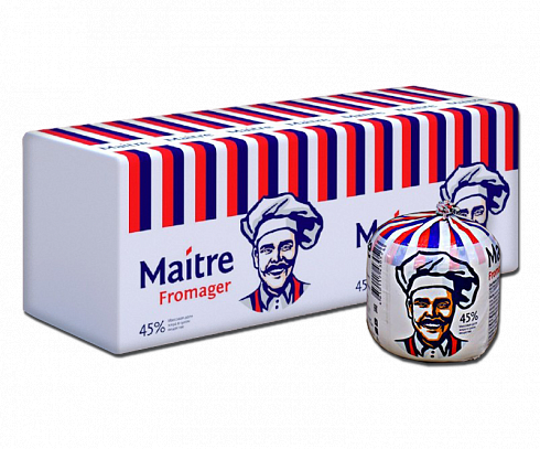 Сыр Maitre Fromager 45%, евробрус по 3кг и шар по 360 г, пленка,